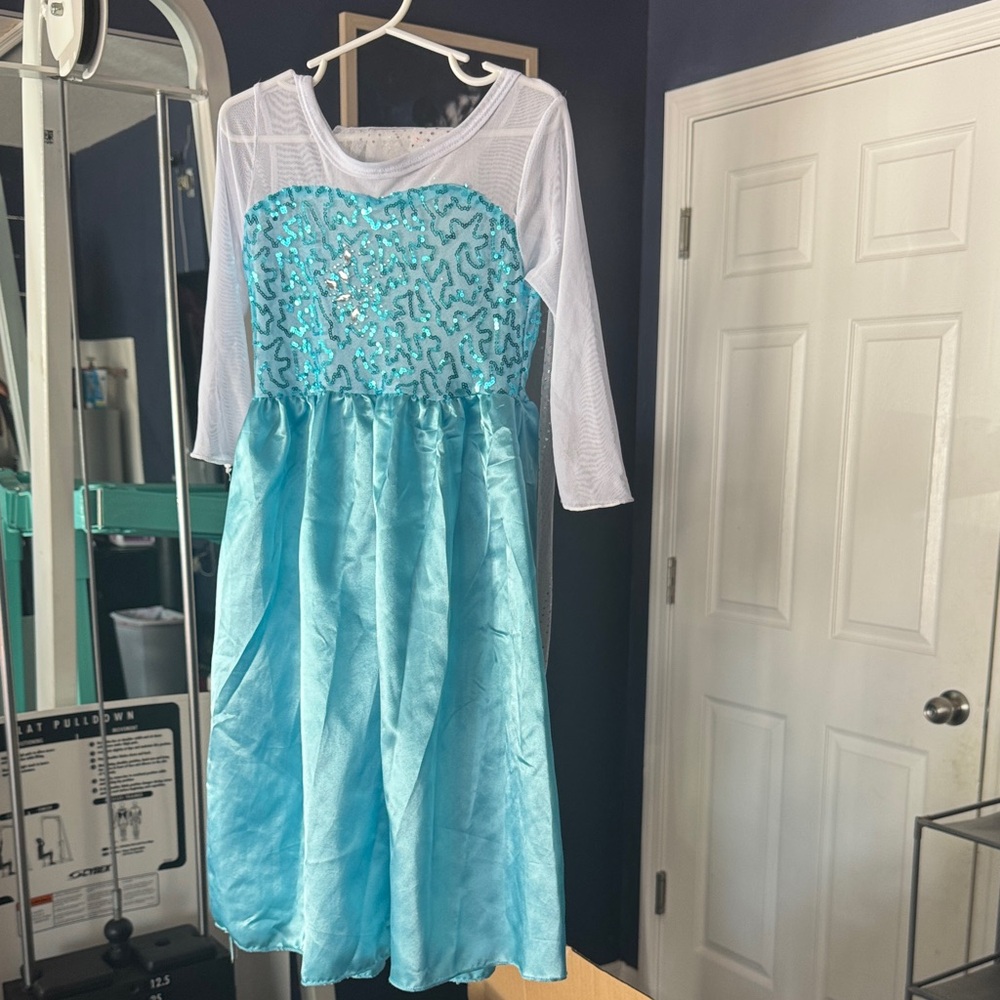 Blue and White Dress with Sequins